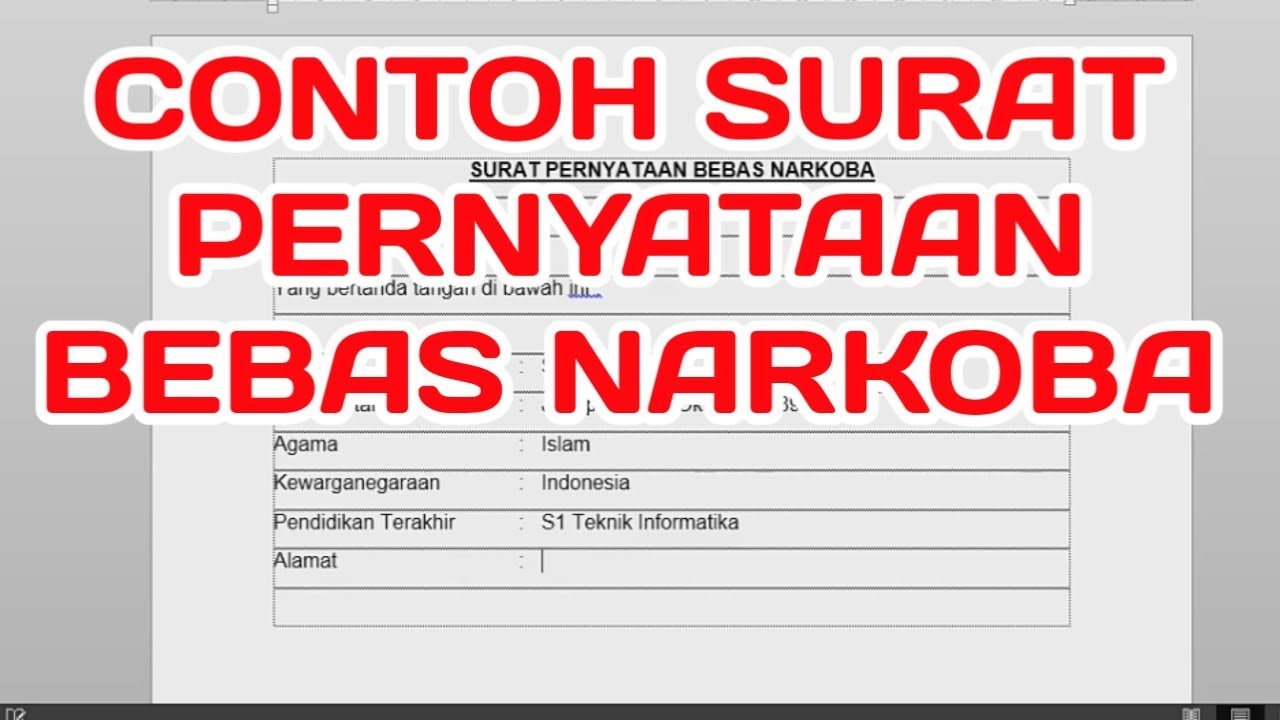 Detail Gambar Surat Pernyataan Bebas Narkoba Nomer 33