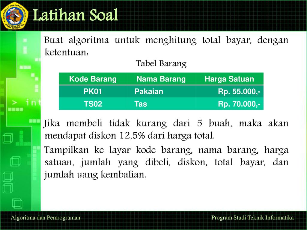 Detail Gambar Tabel Kode Algoritma Nomer 18