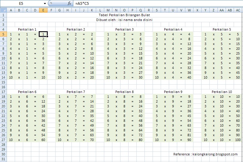 Detail Gambar Tabel Perkalian 1 Sampai 1000 Nomer 29
