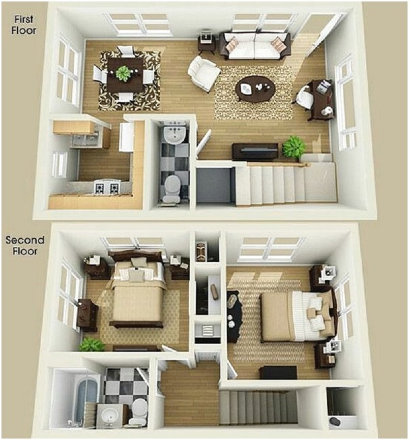 Detail Denah Rumah Sederhana 2 Lantai Nomer 16