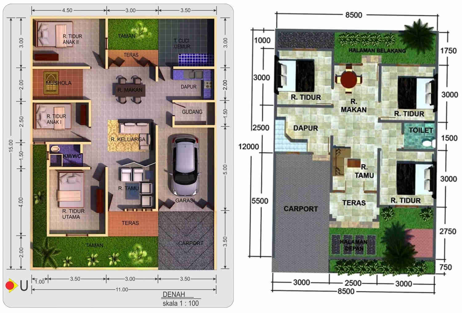 Detail Denah Rumah Tiga Kamar Tidur Nomer 31