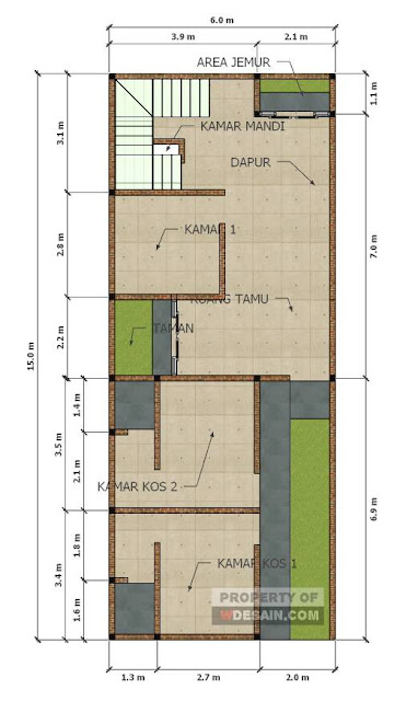 Detail Denah Rumah Tiga Kamar Tidur Nomer 46