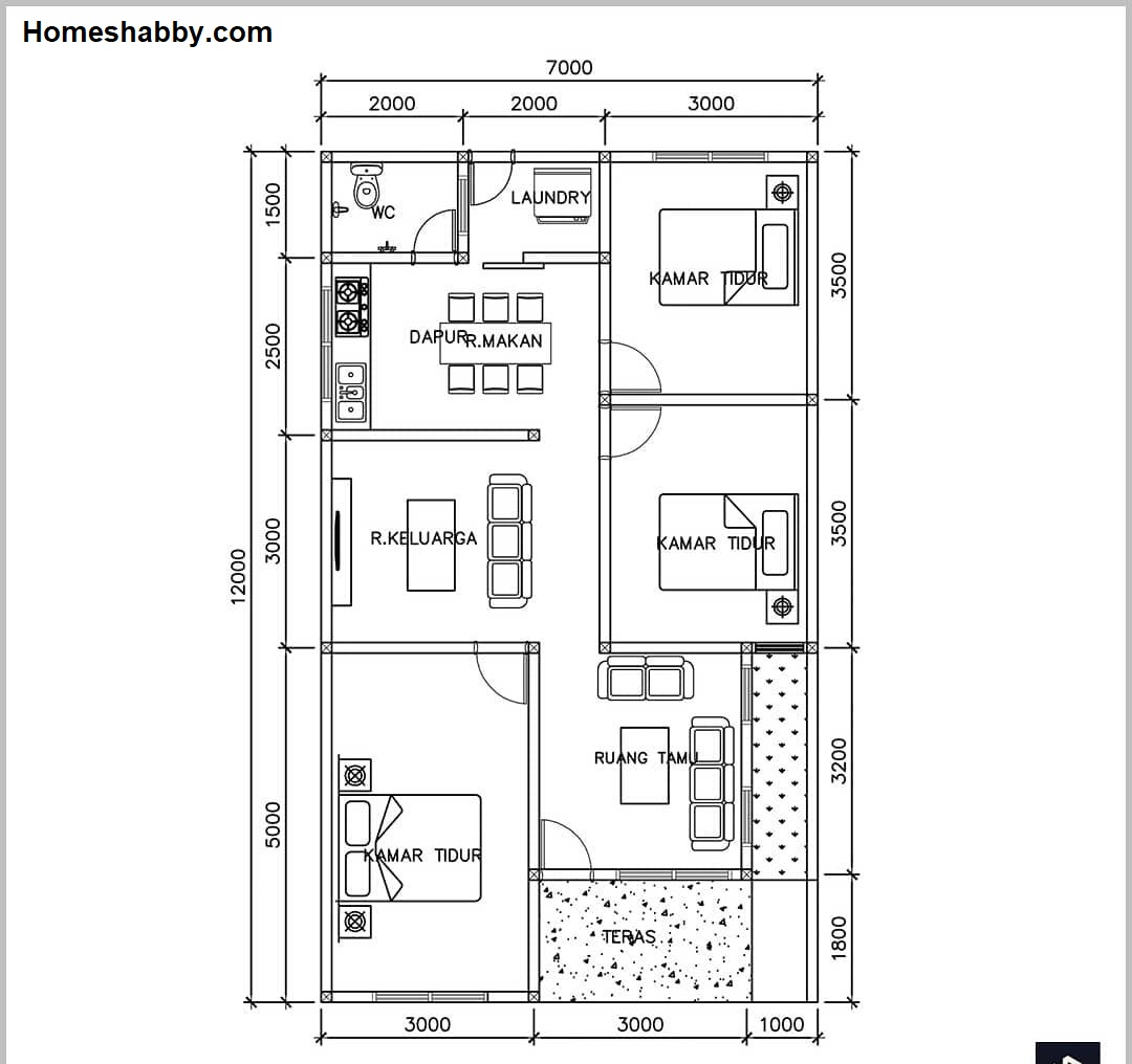 Detail Denah Rumah Tiga Kamar Tidur Nomer 48