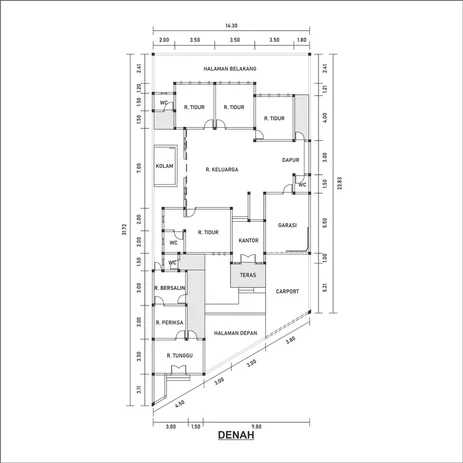 Detail Denah Rumah Tinggal Nomer 34