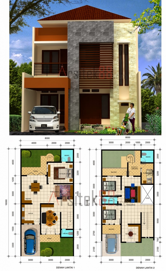 Detail Denah Rumah Tingkat 2 Minimalis Nomer 32