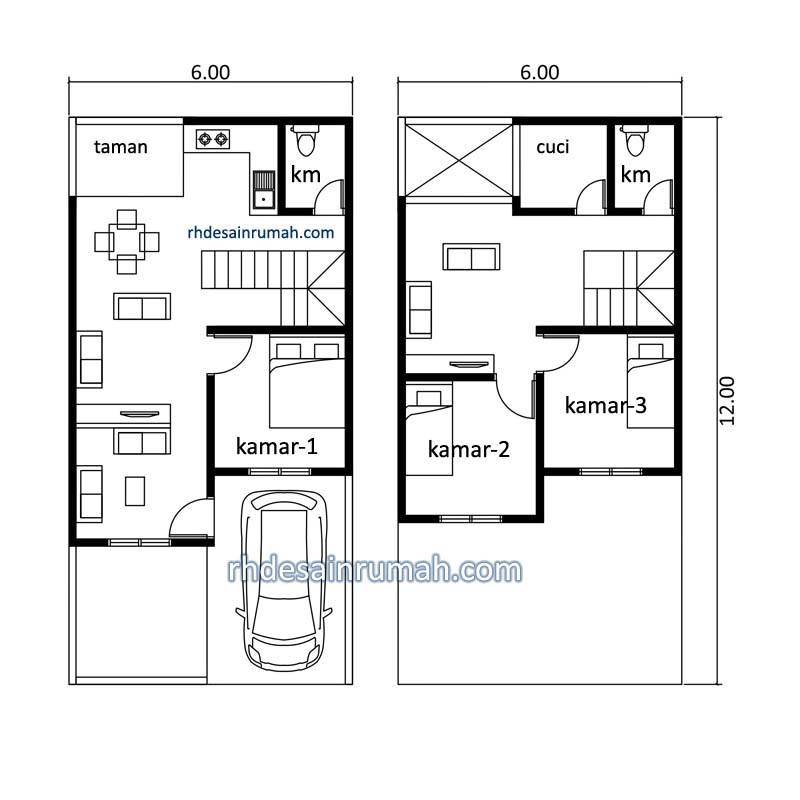 Detail Denah Rumah Tingkat Nomer 31