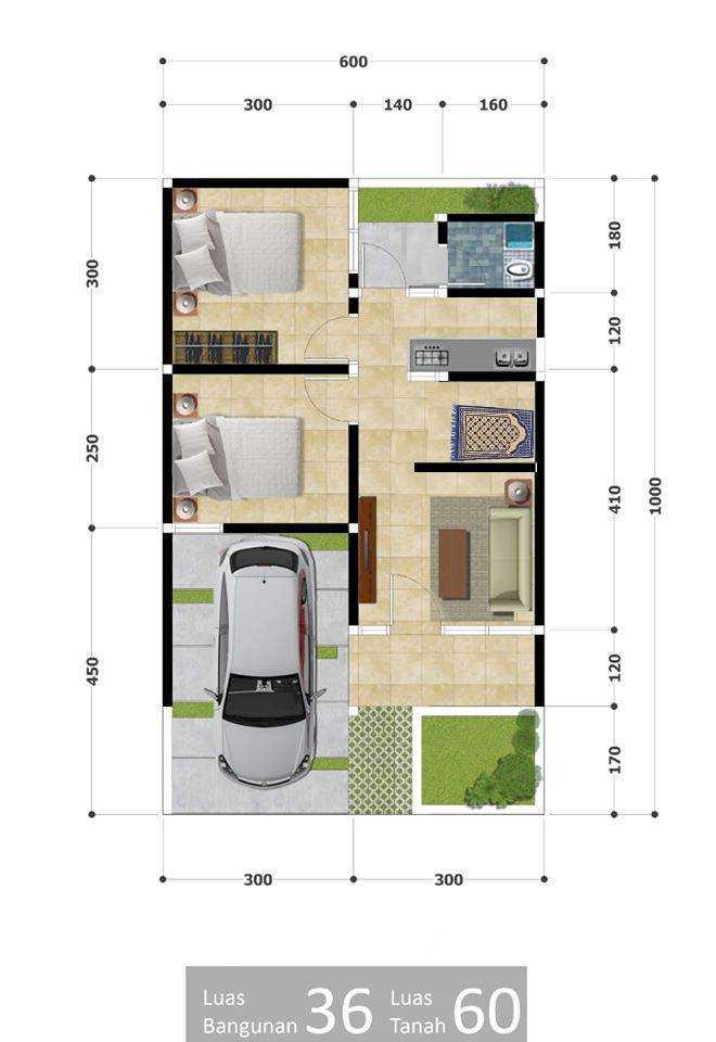 Detail Denah Rumah Type 36 Nomer 48