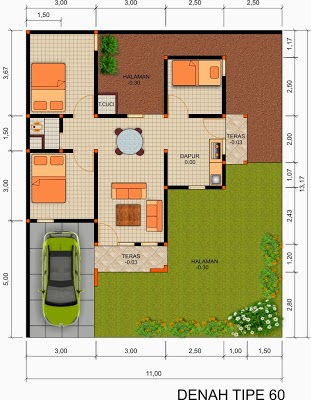 Detail Denah Rumah Type 42 Nomer 26