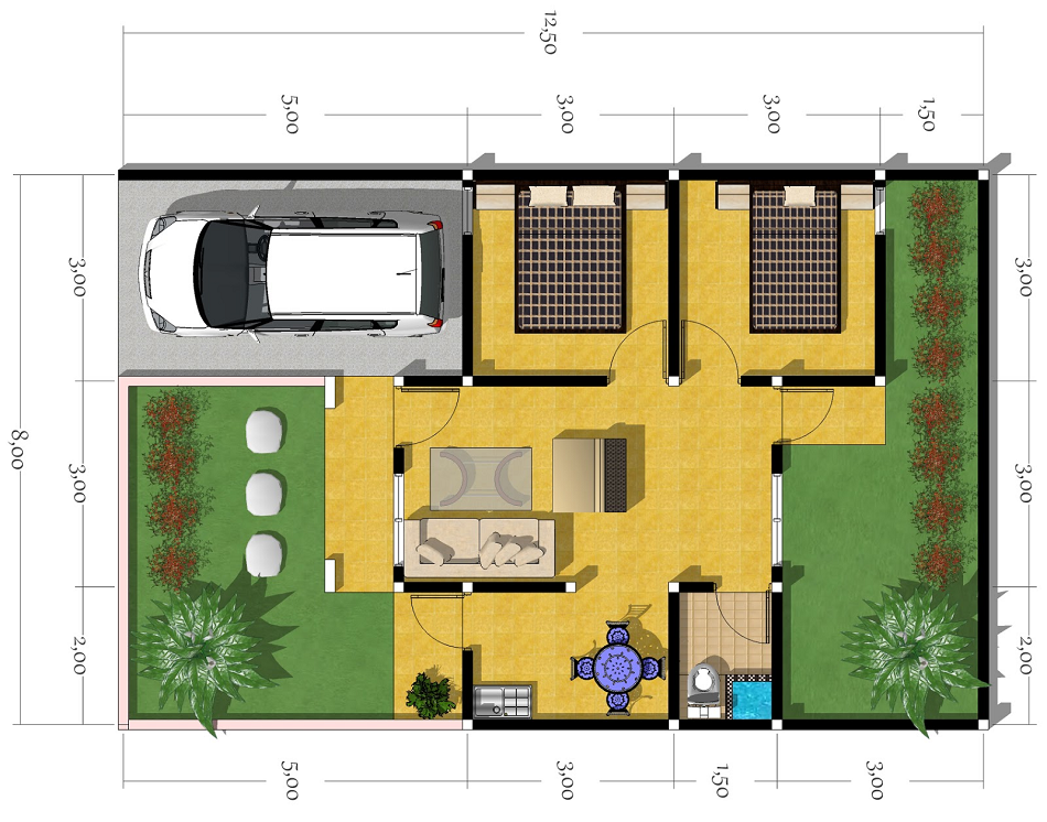 Detail Denah Rumah Type 45 60 Nomer 4