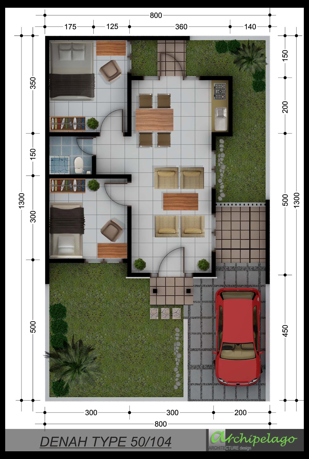 Detail Denah Rumah Type 50 Nomer 17