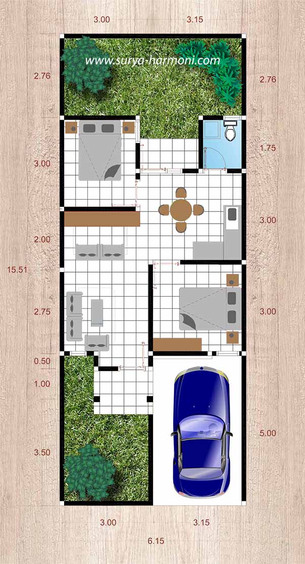 Detail Denah Rumah Type 50 Nomer 37