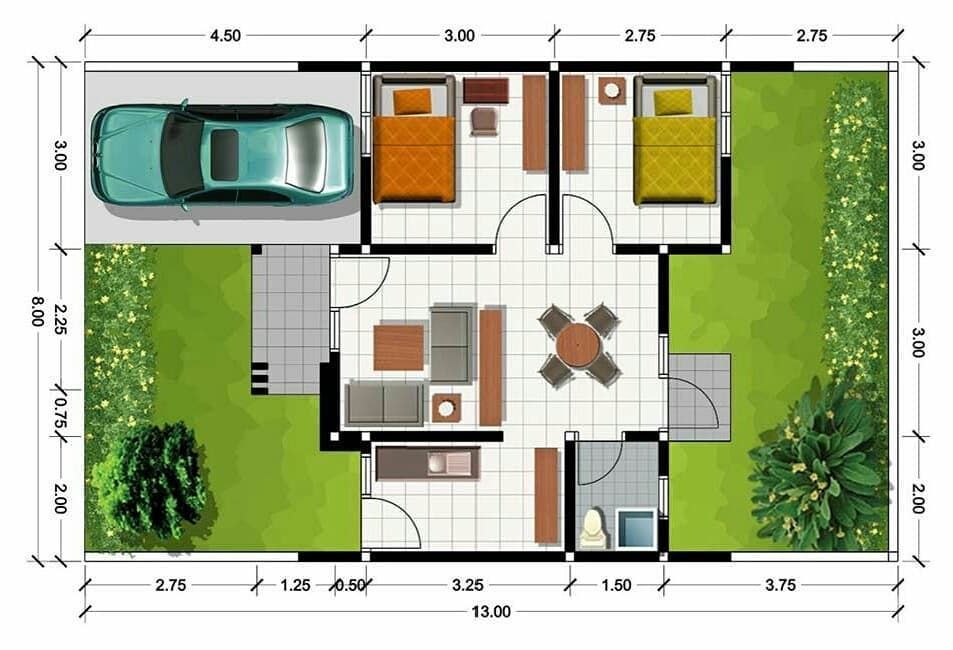 Detail Denah Rumah Type 60 120 Nomer 33