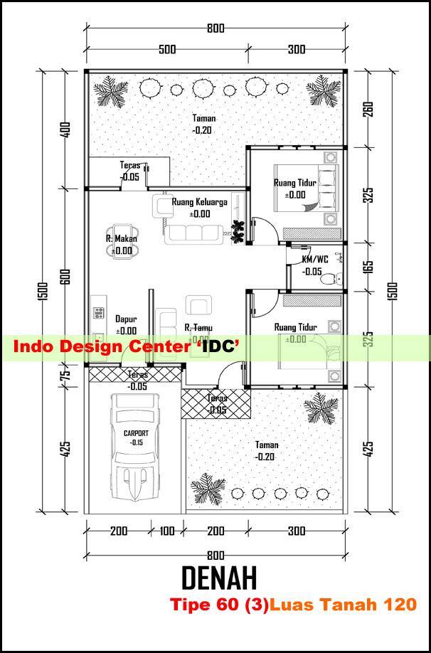 Detail Denah Rumah Type 60 120 Nomer 5