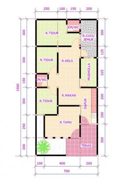 Detail Denah Rumah Ukuran 12x12 Kamar 3 Tambah Garasi Sama Warung Nomer 2