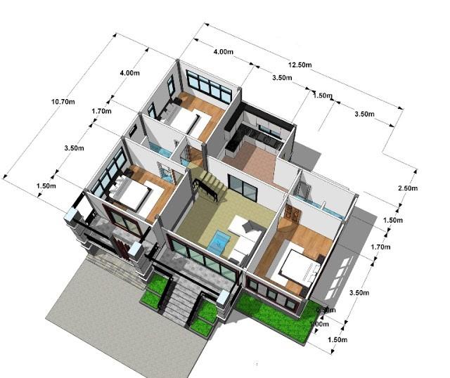 Detail Denah Rumah Ukuran 12x12 Kamar 3 Tambah Garasi Sama Warung Nomer 4