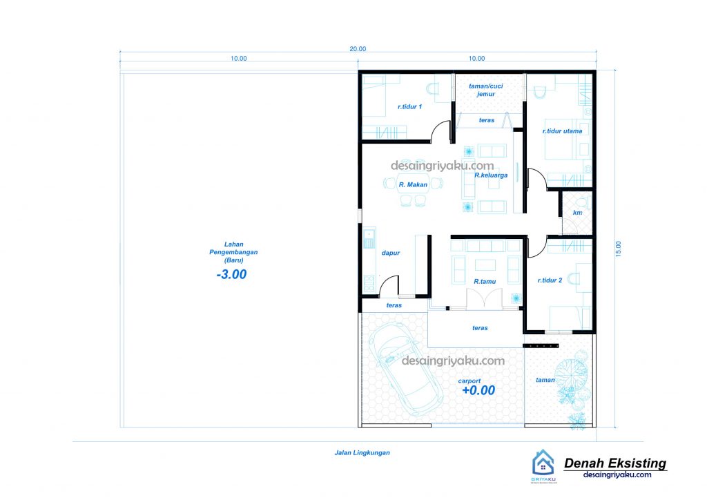 Detail Denah Rumah Ukuran 20x15 Nomer 43