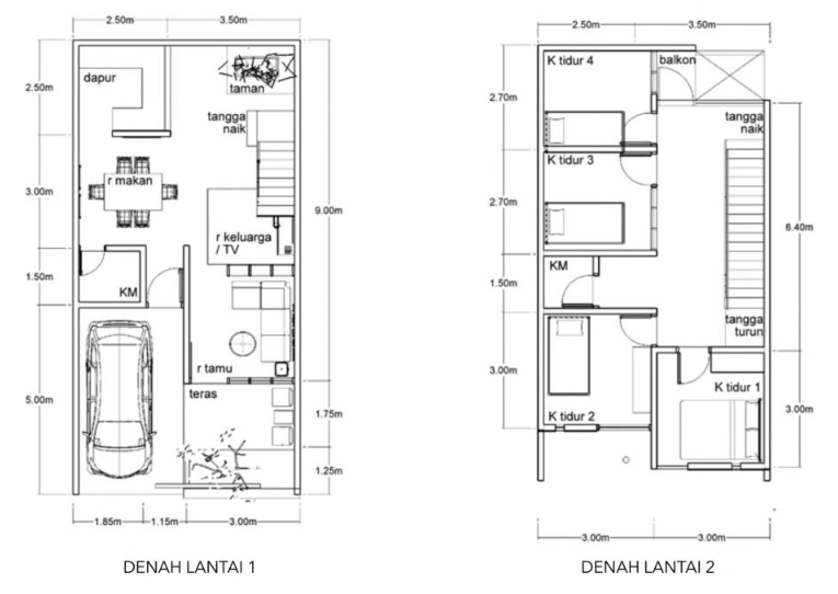 Detail Denah Rumah Ukuran 5x14 Nomer 15