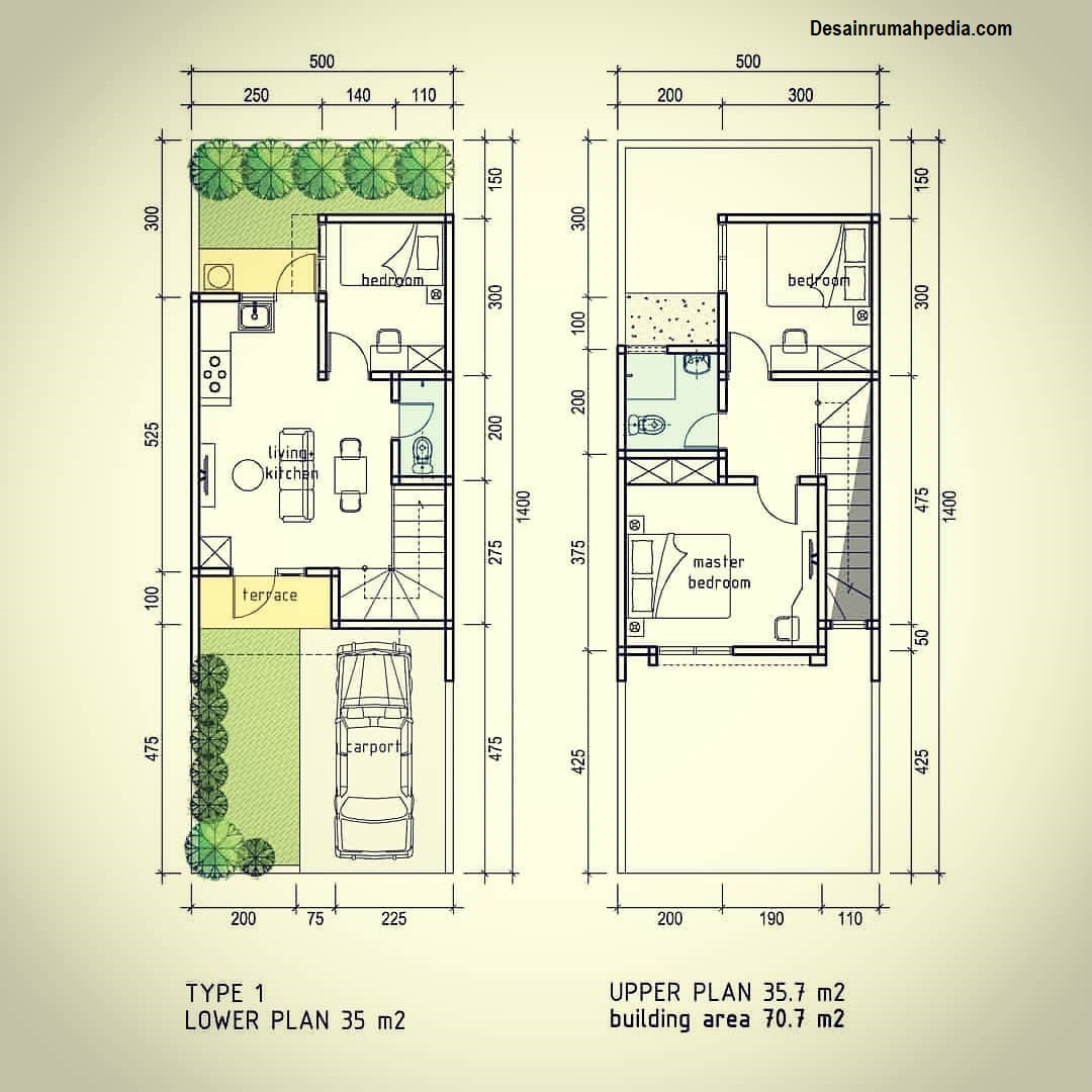 Detail Denah Rumah Ukuran 5x14 Nomer 26