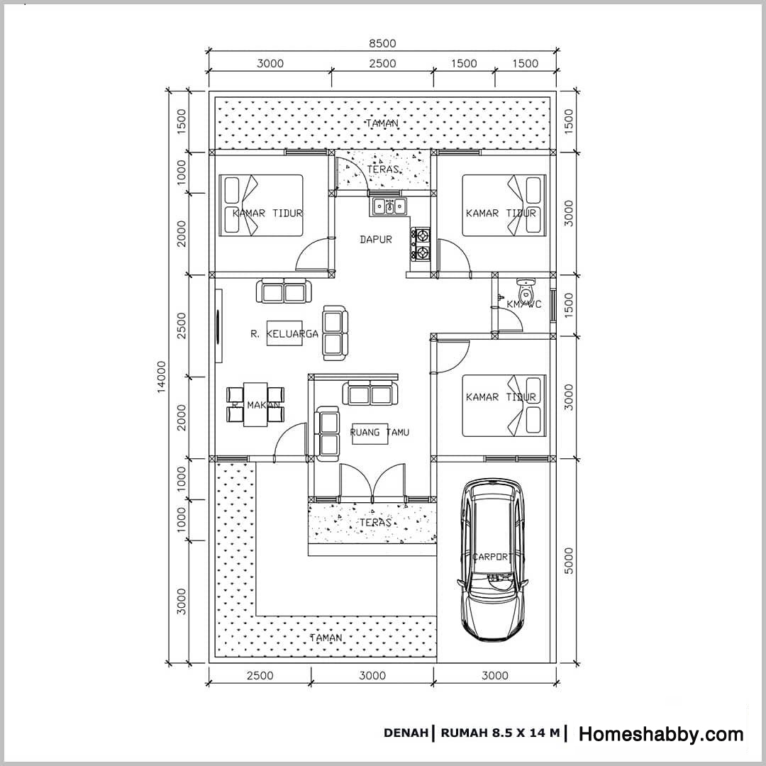 Detail Denah Rumah Ukuran 5x14 Nomer 28