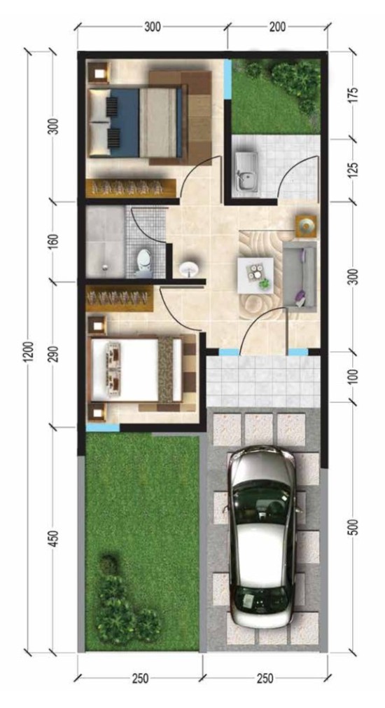 Detail Denah Rumah Ukuran 5x14 Nomer 38