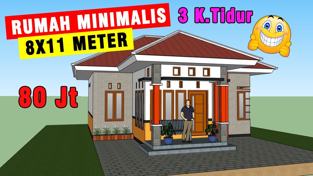 Detail Denah Rumah Ukuran 8x11 Meter Nomer 2