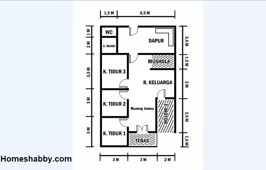 Detail Denah Rumah Ukuran 8x11 Meter Nomer 13