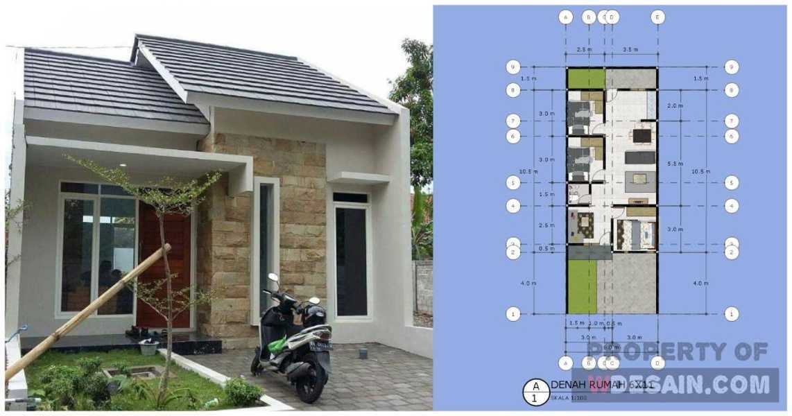 Detail Denah Rumah Ukuran 8x11 Meter Nomer 27