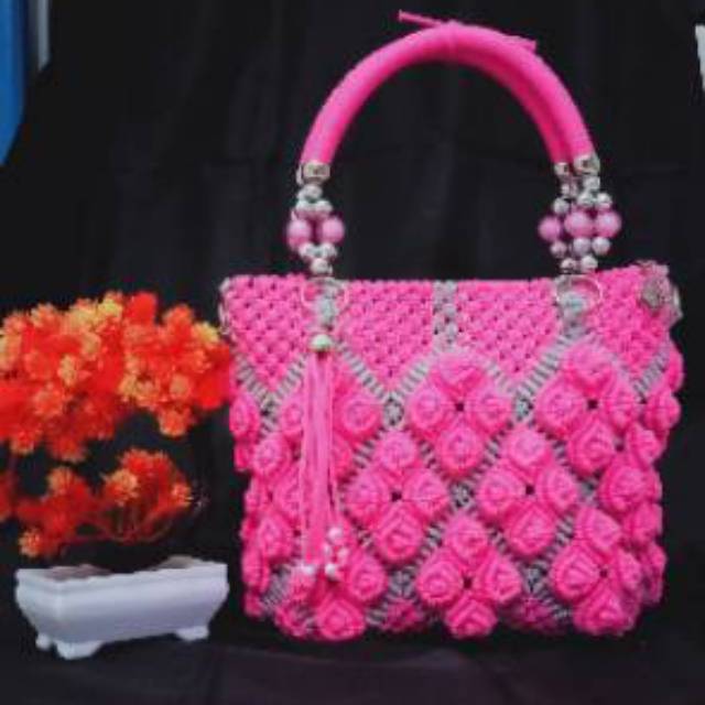 Detail Gambar Tas Tali Kur Motif Bunga Nomer 5