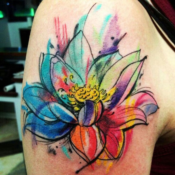 Detail Gambar Tato Bunga Lotus Nomer 15