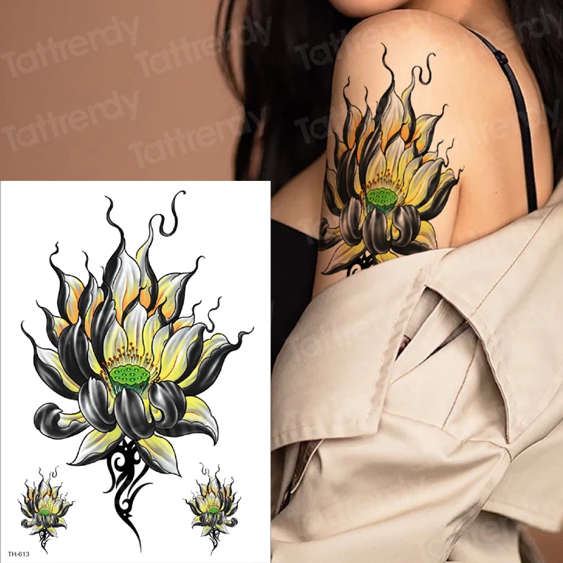 Detail Gambar Tato Bunga Lotus Nomer 34