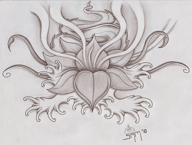 Detail Gambar Tato Bunga Lotus Nomer 6