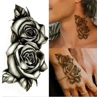 Detail Gambar Tato Bunga Mawar Hitam Putih Nomer 18
