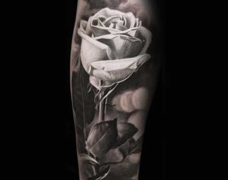 Detail Gambar Tato Bunga Mawar Hitam Putih Nomer 43