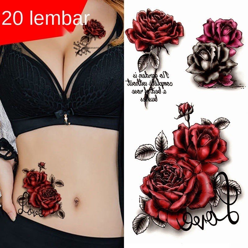 Detail Gambar Tato Bunga Mawar Merah Nomer 33