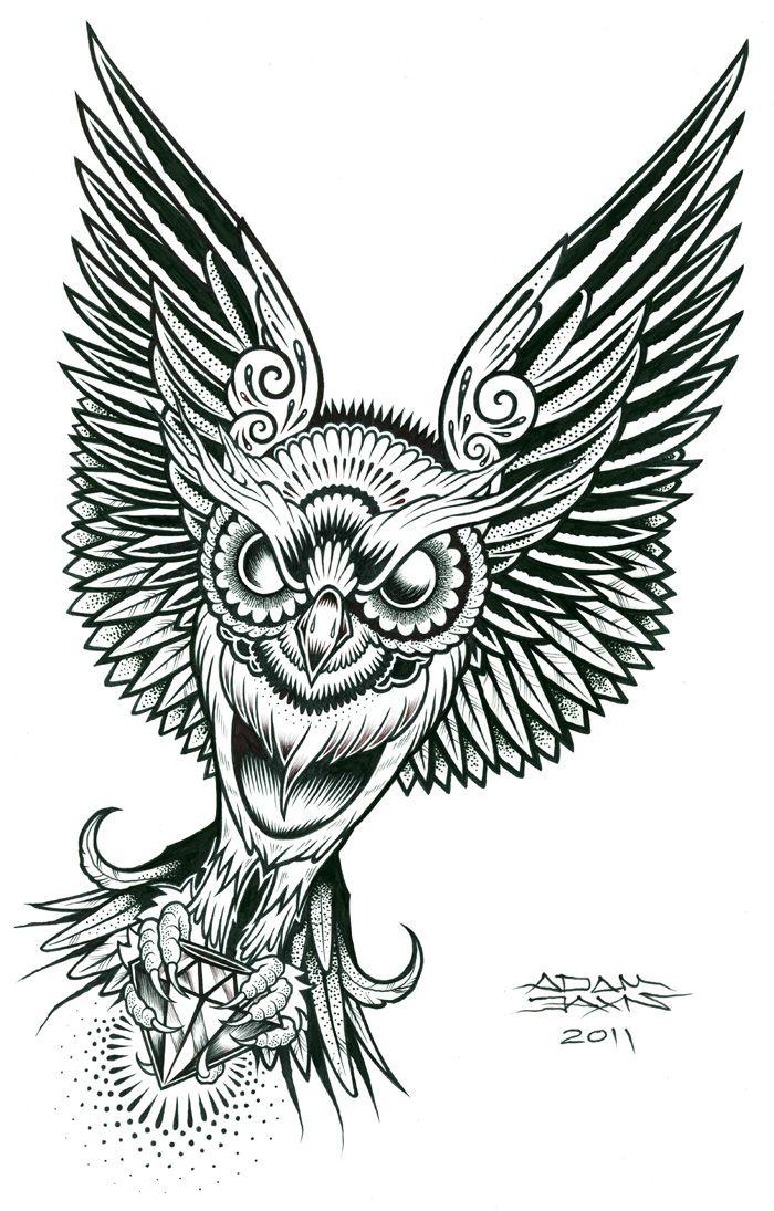 Detail Gambar Tato Sketsa Burung Hantu Nomer 43