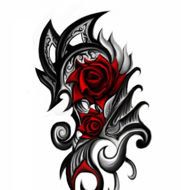 Gambar Tato Tribal Bunga Mawar - KibrisPDR