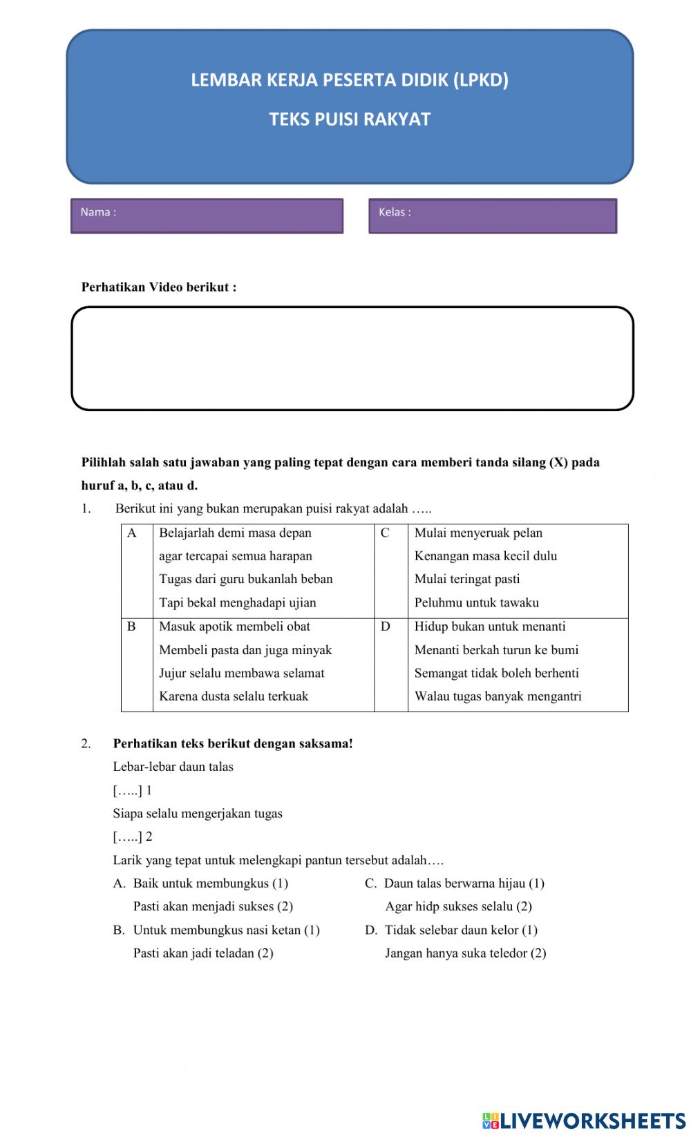 Detail Gambar Teks Puisi Kelas Nomer 7