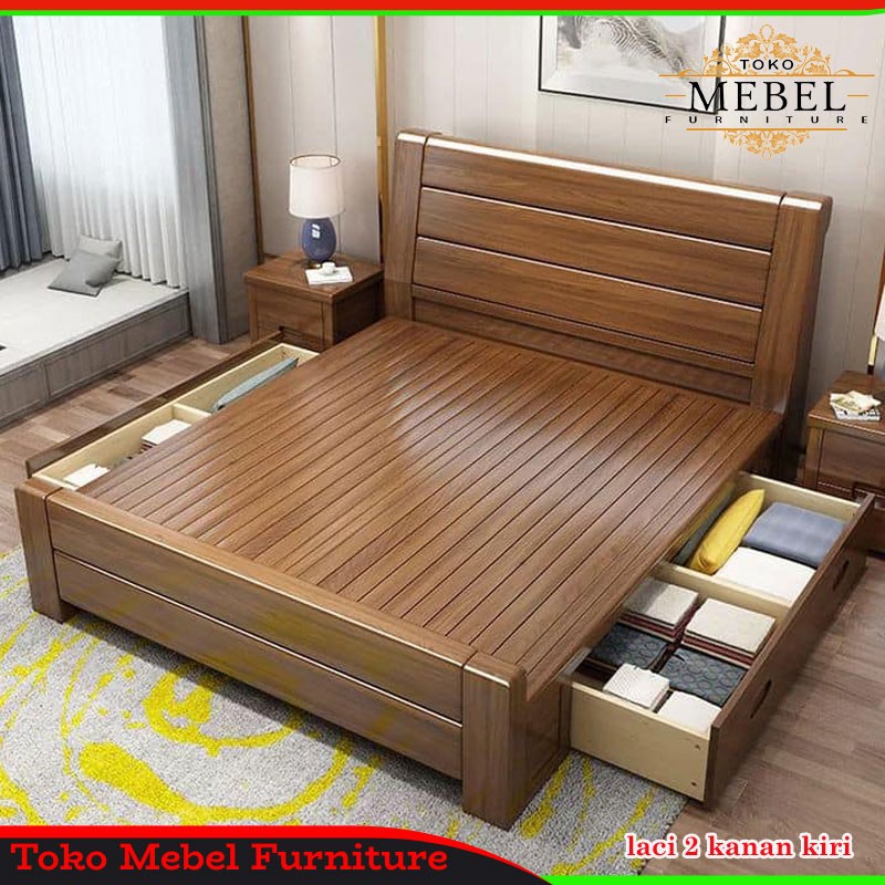 Detail Gambar Tempat Tidur Kayu Jati Minimalis Nomer 9