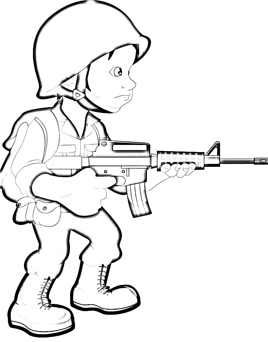 Detail Gambar Tentara Kartun Hitam Putih Nomer 6