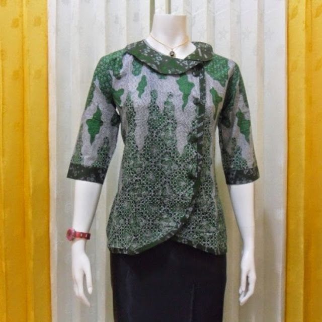 Detail Desain Baju Batik Kombinasi Nomer 46