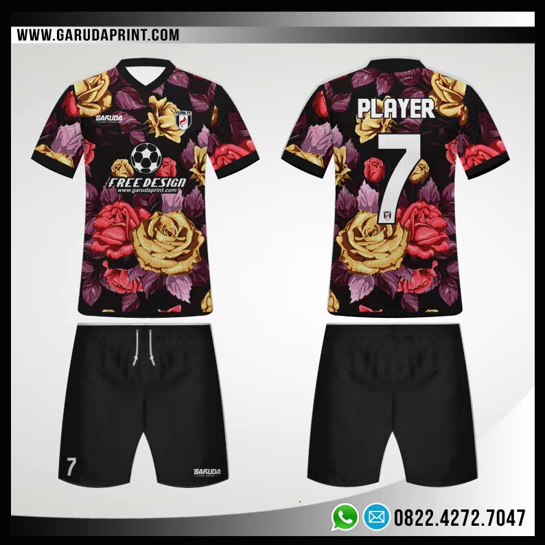 Detail Desain Baju Futsal Motif Bunga Nomer 9