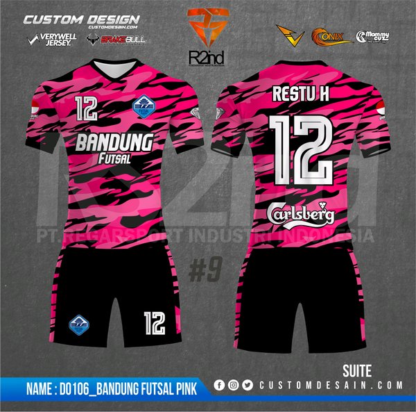 Detail Desain Baju Futsal Warna Pink Nomer 23