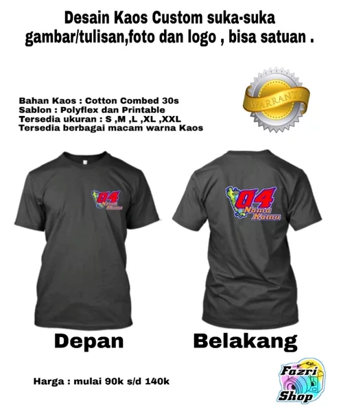 Detail Desain Baju Tulisan Nomer 31