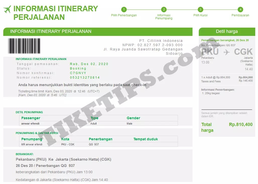 Detail Gambar Tiket Pesawat Citilink Nomer 49