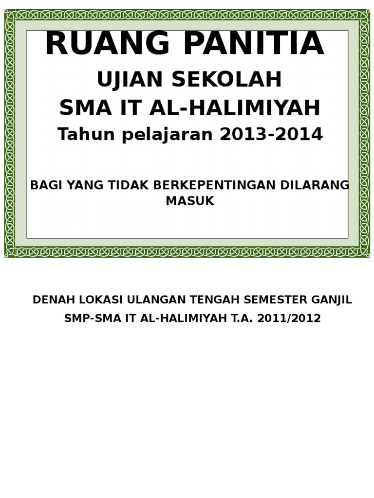 Gambar Tulisan Ruang Panitia Ujian - KibrisPDR