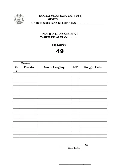 Detail Gambar Tulisan Ruang Panitia Ujian Nomer 43