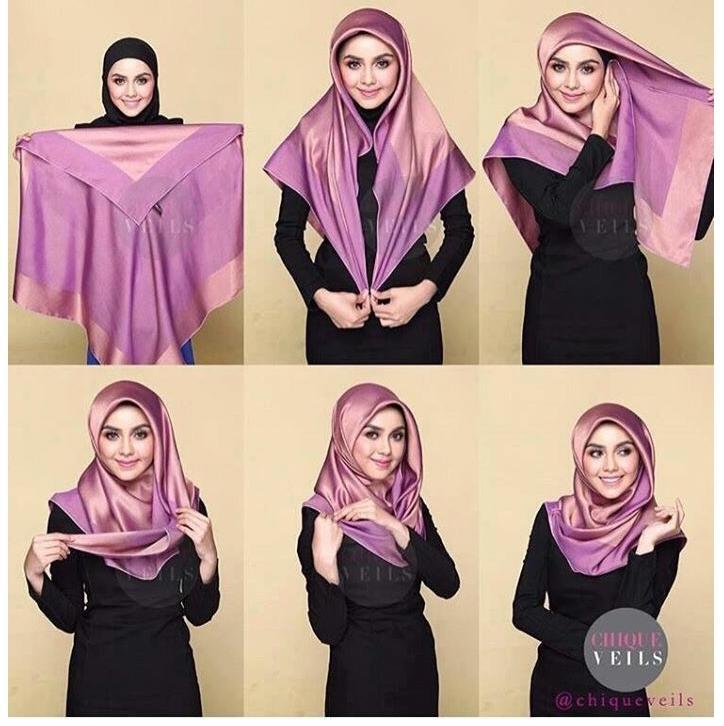 Detail Gambar Tutorial Hijab Segi Empat Nomer 15