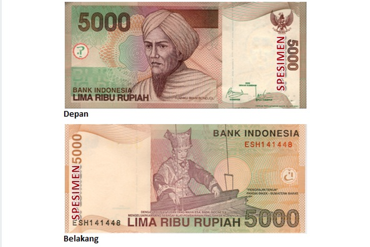 Detail Gambar Uang 5000 Rupiah Nomer 2