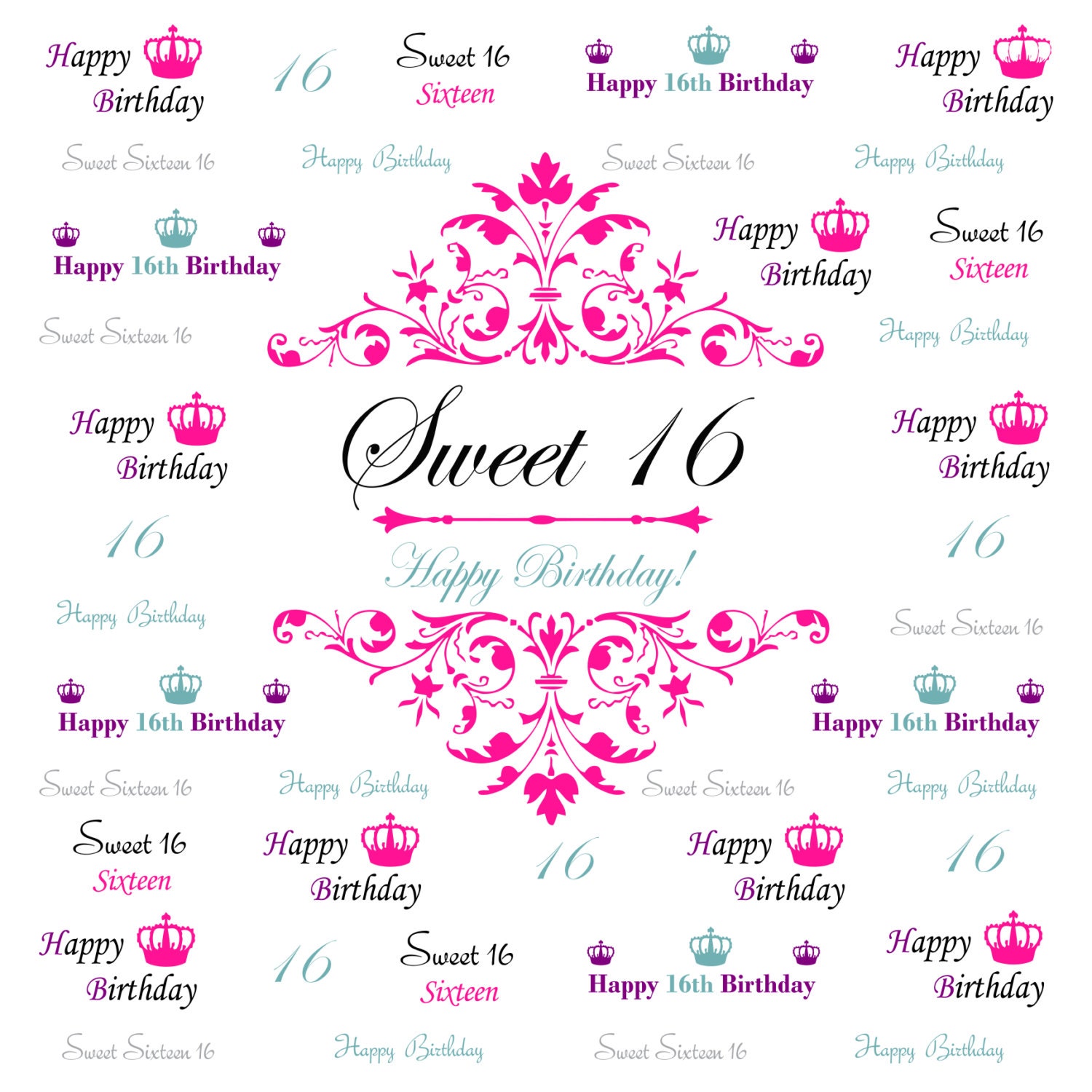 Detail Desain Banner Sweet Seventeen Nomer 9
