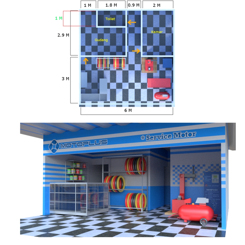 Detail Desain Bengkel Motor Kecil Nomer 2
